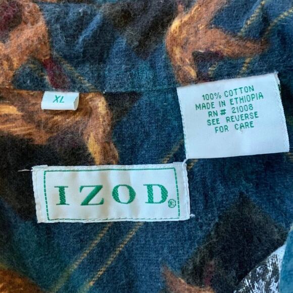 VTG 80s IZOD Redhead duck black‎ & blue plaid flannel 100% cotton shirt XL - Picture 9 of 10